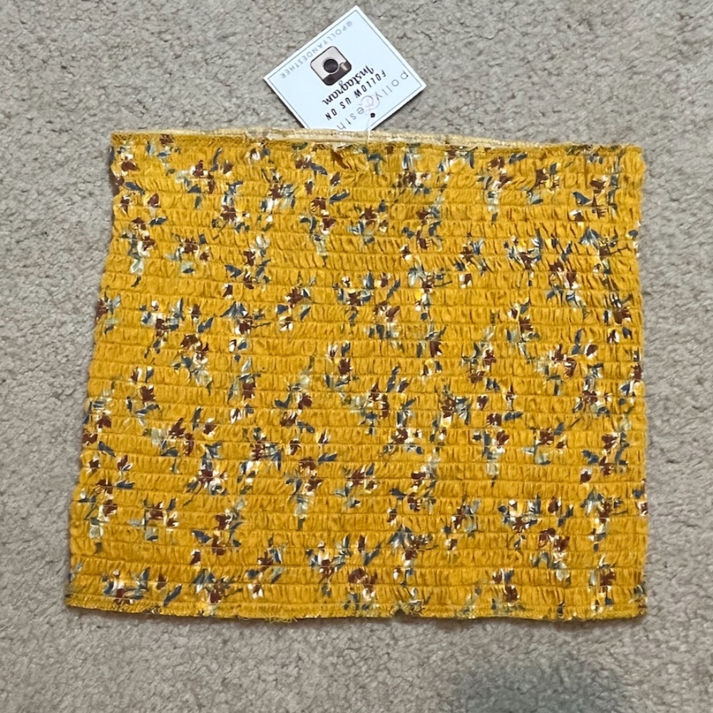 NWT Floral Tube Top Mustard yellow, Polly & Esther, size L/XL Juniors